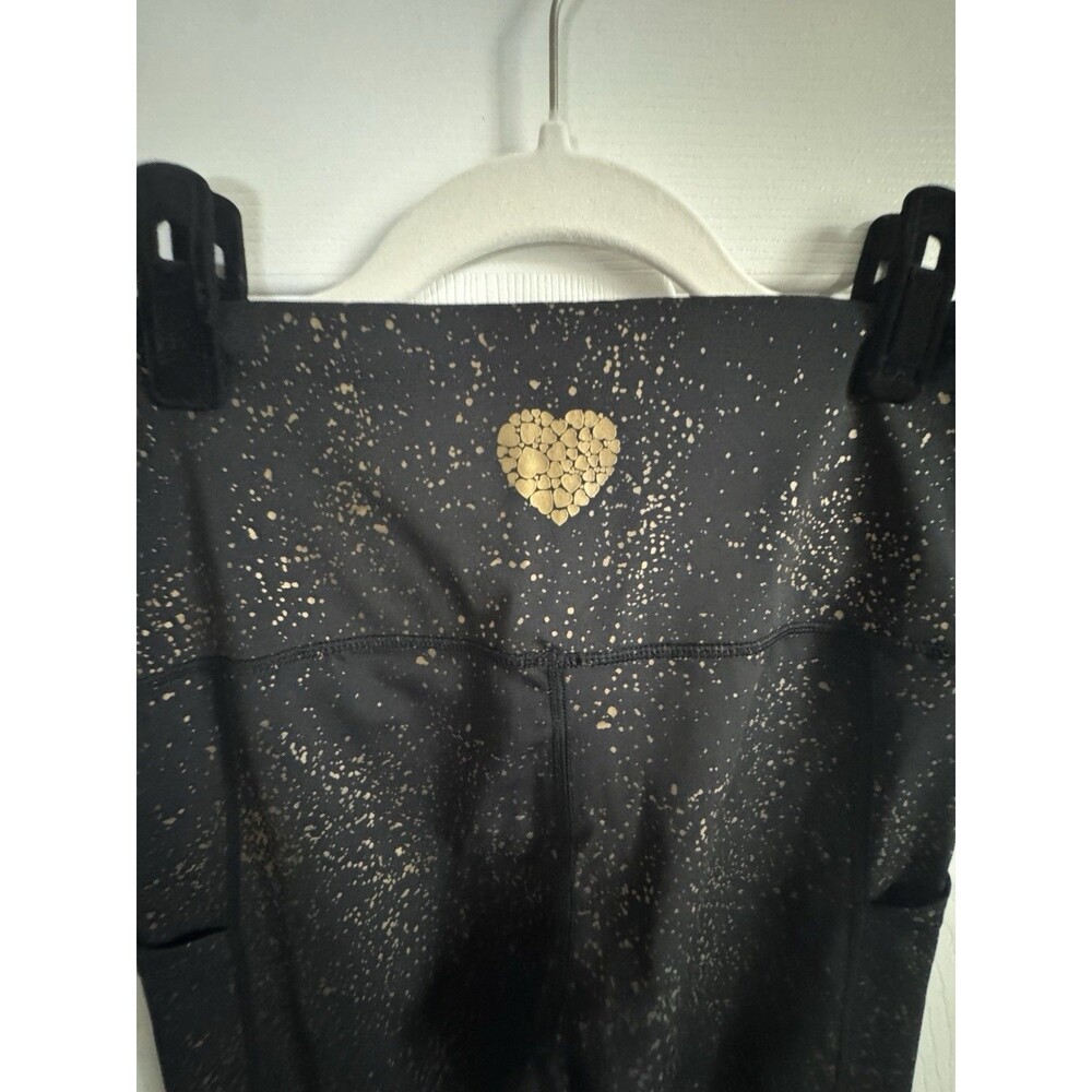 LoveHerShop LOT 3-Pair High Rise Workout Leggings Black/Gold, Purple/Gold Size M - Picture 3 of 8